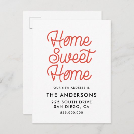 Thuis zoete thuisbasis - aankondiging briefkaart (Voorkant / Achterkant)