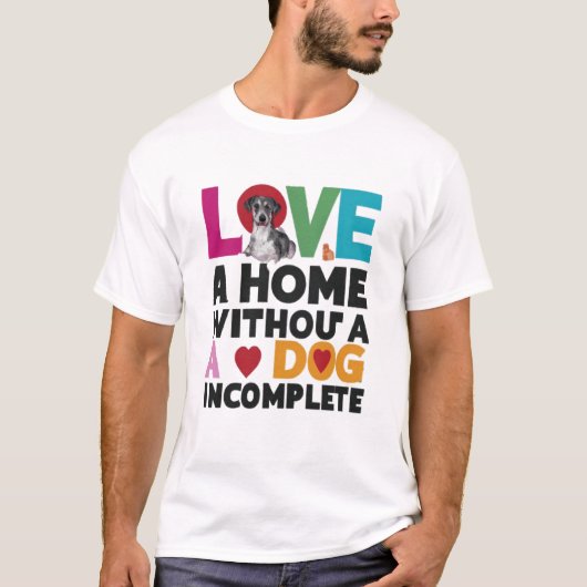 Thuis zonder hond incompleet t-shirt (Voorkant)