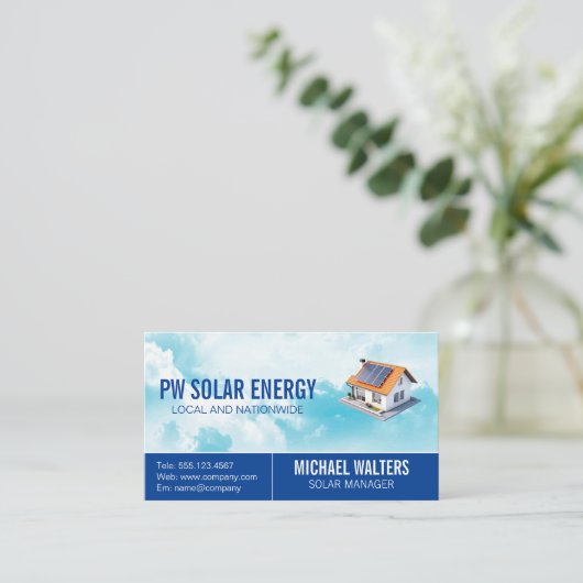 Thuis Zonne-energie | Schone Energie Stroom Visitekaartje (Staand voorkant)