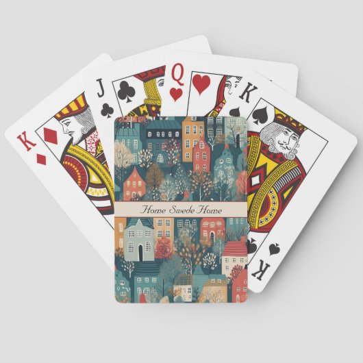 Thuis Zwede Thuis Scandinavisch Dorp Sfeervol Char Pokerkaarten (Achterkant)