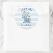 Thuisbakkerij Blauwe Bloem Mixer Ronde Sticker (Tas)