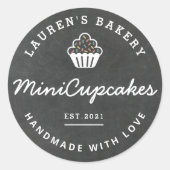 Thuisbakkerij Logo Homemade Cupcakes Chalkboard Ronde Sticker (Voorkant)