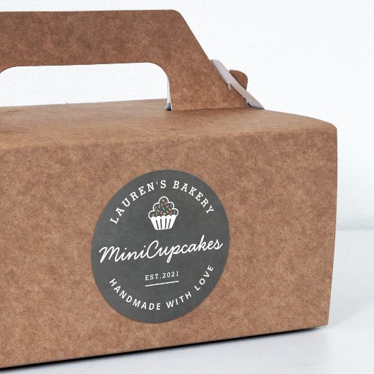 Thuisbakkerij Logo Homemade Cupcakes Chalkboard Ronde Sticker