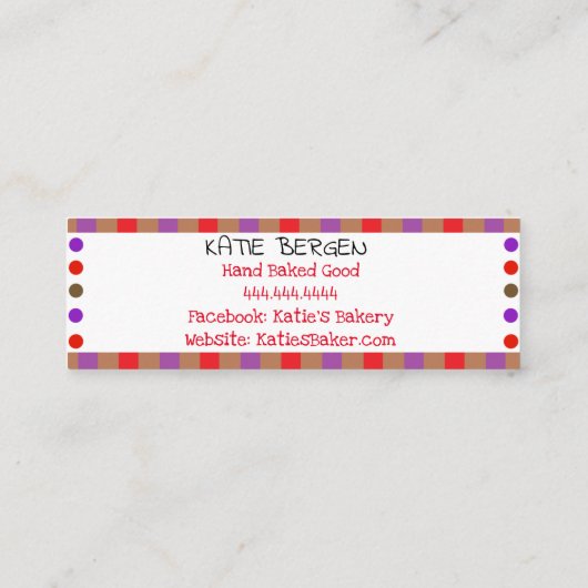 Thuisbakkerij of bakkerij mini visitekaartje (Achterkant)