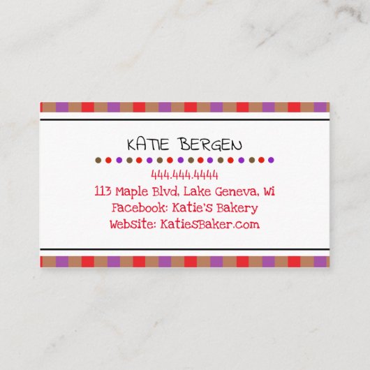 Thuisbakkerij of bakkerij visitekaartje (Achterkant)