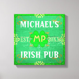  thuisbalie Irish Pub Green Canvas Afdruk