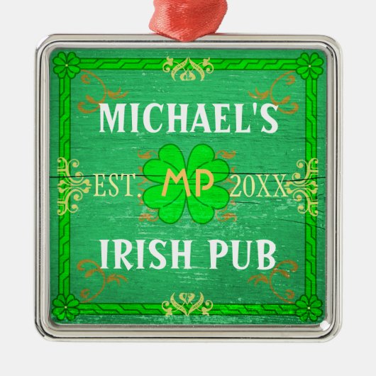  thuisbalie Irish Pub Green Metalen Ornament (Voorkant)