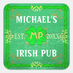  thuisbalie Irish Pub Green Vierkante Sticker