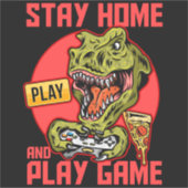 thuisblijven videogames spelen Dinosaur Sticker (Voorkant)