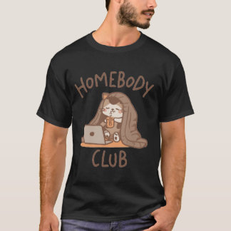 Thuisblijversclub Kat - Knusse Laptop & Koffie T-shirt