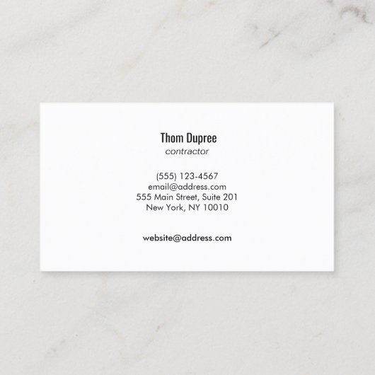 Thuisbouw en houtkorrel visitekaartje (Achterkant)