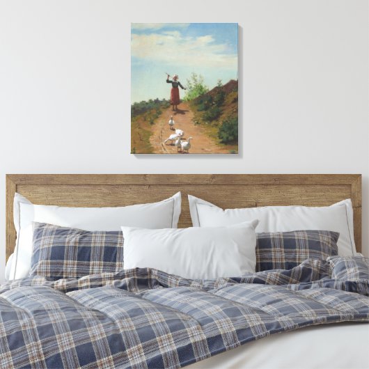 Thuisbrengen van de Ganzenkudde (door Paul Peel) Canvas Afdruk (Insitu (Slaapkamer))