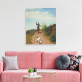 Thuisbrengen van de Ganzenkudde (door Paul Peel) Canvas Afdruk (Insitu (Woonkamer))