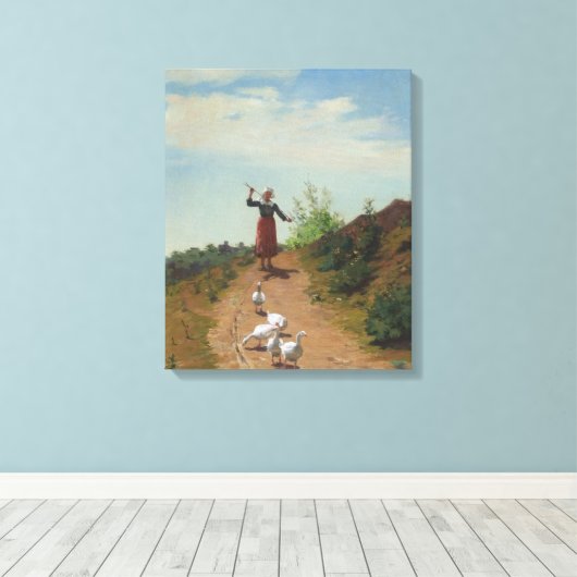 Thuisbrengen van de Ganzenkudde (door Paul Peel) Canvas Afdruk (Insitu (Houten vloer))