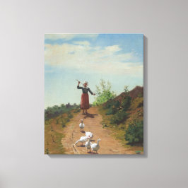 Thuisbrengen van de Ganzenkudde (door Paul Peel) Canvas Afdruk