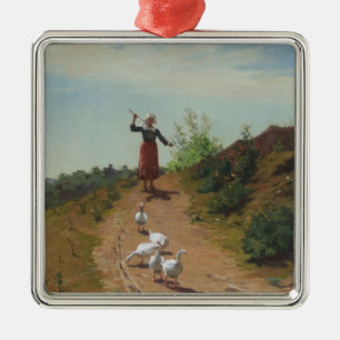 Thuisbrengen van de Ganzenkudde (door Paul Peel) Metalen Ornament