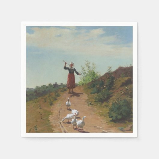 Thuisbrengen van de Ganzenkudde (door Paul Peel) Servet (Voorkant)
