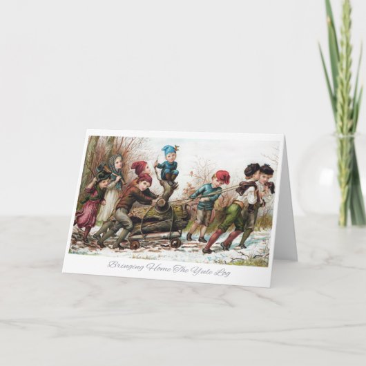 Thuisbrengen van het Yule Log Feestdagen Kaart (Voorkant)