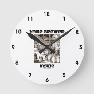 Thuisbrouwer Binnen (Houtsnede Brouwen 16e Eeuw) Ronde Klok