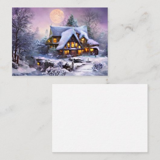 Thuisbudget van Snowy Mini Kerstmis Notitiekaartje (Voorkant / Achterkant)