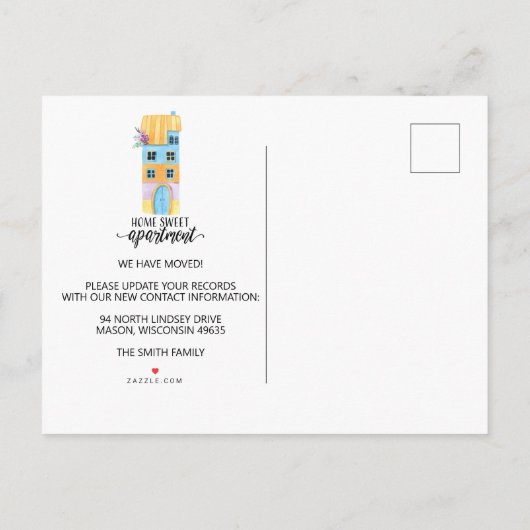 Thuiscompartiment Verplaatsend Briefkaart (Achterkant)