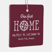 Thuiscoördinaten - Kies achtergrondkleur Keramisch Ornament (Rechts)