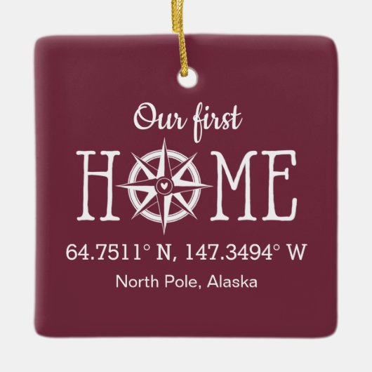 Thuiscoördinaten - Kies achtergrondkleur Keramisch Ornament (Voorkant)