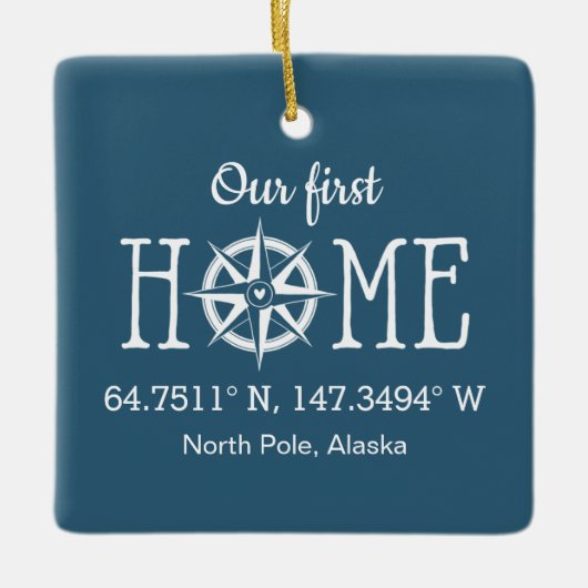 Thuiscoördinaten - Kies achtergrondkleur Keramisch Ornament (Voorkant)