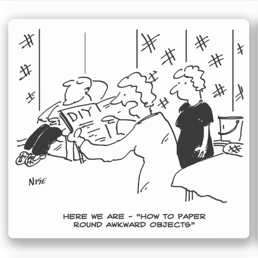 Thuisdecorerende Cartoon. Sticker (Voorkant)