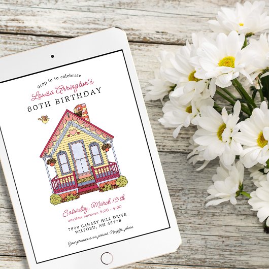 Thuisfeest 80e verjaardag Drop-In Kaart