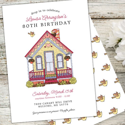 Thuisfeest 80e verjaardag Drop-In Kaart