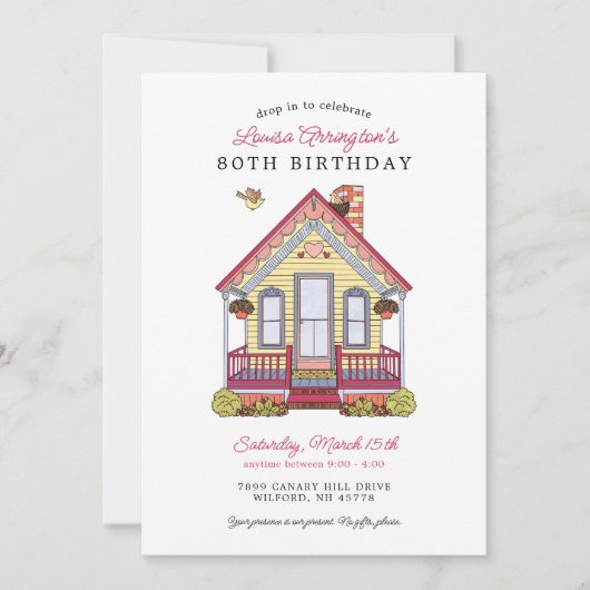 Thuisfeest 80e verjaardag Drop-In Kaart (Voorkant)