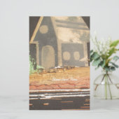 Thuisfoto's met zelfgemaakte kunst briefpapier (Staand voorkant)