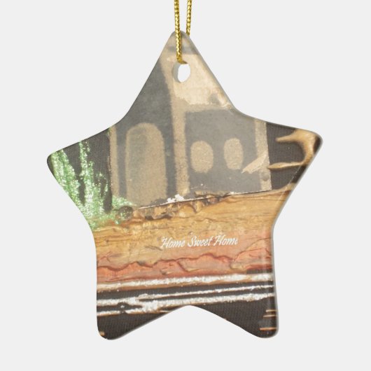 Thuisfoto's met zelfgemaakte kunst keramisch ornament (Links)