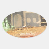 Thuisfoto's met zelfgemaakte kunst ovale sticker (Voorkant)