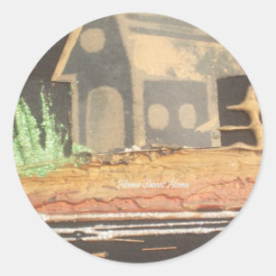 Thuisfoto's met zelfgemaakte kunst ronde sticker