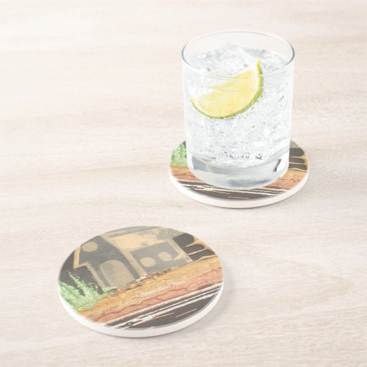 Thuisfoto's met zelfgemaakte kunst zandsteen onderzetter (Zijkant)