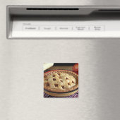 Thuisgebakken appeltaart op koelrack met appel magneet (Insitu (Vaatwasser))