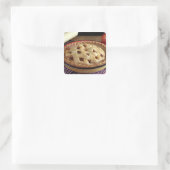 Thuisgebakken appeltaart op koelrack met appel vierkante sticker (Tas)