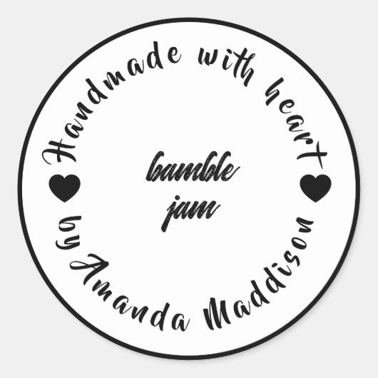 Thuisgemaakt met Liefde Hart Jam Design Ronde Sticker (Voorkant)