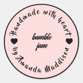 Thuisgemaakt met Liefde Hart Jam Design Ronde Sticker