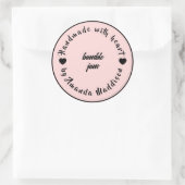 Thuisgemaakt met Liefde Hart Jam Ontwerp Ronde Sticker (Tas)