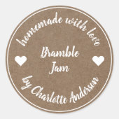 Thuisgemaakt met Liefde | Jam Inmaken Kraft Papier Ronde Sticker (Voorkant)
