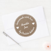 Thuisgemaakt met Liefde | Jam Inmaken Kraft Papier Ronde Sticker (Envelop)