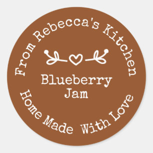 Thuisgemaakt met Liefde Klei    Jam Inblikken Labe Ronde Sticker