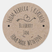 Thuisgemaakt met Liefde Kraft Papier | Jam Inblikk Ronde Sticker (Voorkant)