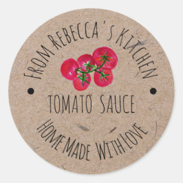 Thuisgemaakt met Liefde Kraft Papier Tomatensaus L Ronde Sticker