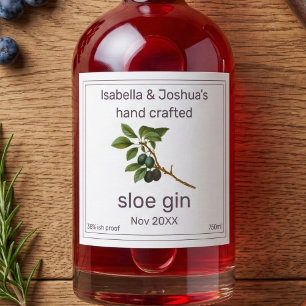 Thuisgemaakt met liefde Sloe Gin label Likeurfles Etiket
