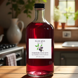 Thuisgemaakt met liefde Sloe Gin label Likeurfles Etiket