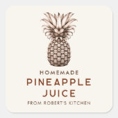 Thuisgemaakte ananas-sap inmaaklabels vierkante sticker (Voorkant)